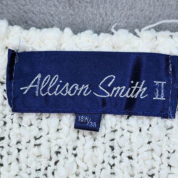 Vtg 90s Allison Smith Sweater Women’s 18W White Pink Nubby Knit Cottagecore Mom - Picture 10 of 12